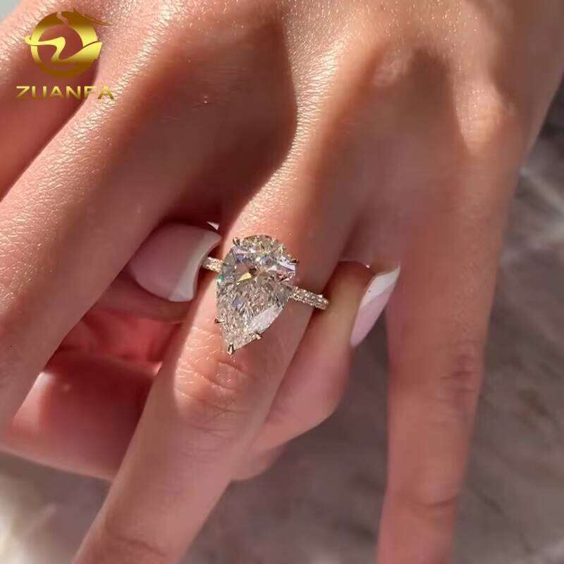 IGI Certified HPHT CVD Lab Grown Fancy Cut Dia 14K Real Gold Jewelry Engagement Wedding Ring for Women Man