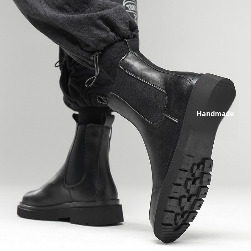 Large Size Autumn Winter Men's British Style Short Tube Fleece Lined Warm Thick Sole Trendy Martin Boots 6032-H