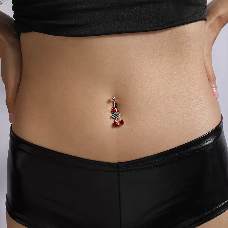 Red Cherry Navel Pendant Pierced Jewelry Buckle