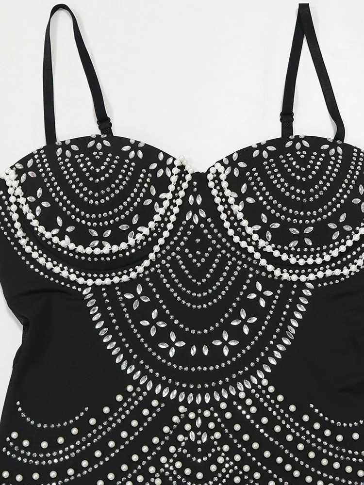 Beyprern Beautiful Gold Beaded Bodycon Evening Gown Sparkle Pearls Rhinestone Long Dresses Birthday Party Outfits New Year Gowns Z250728