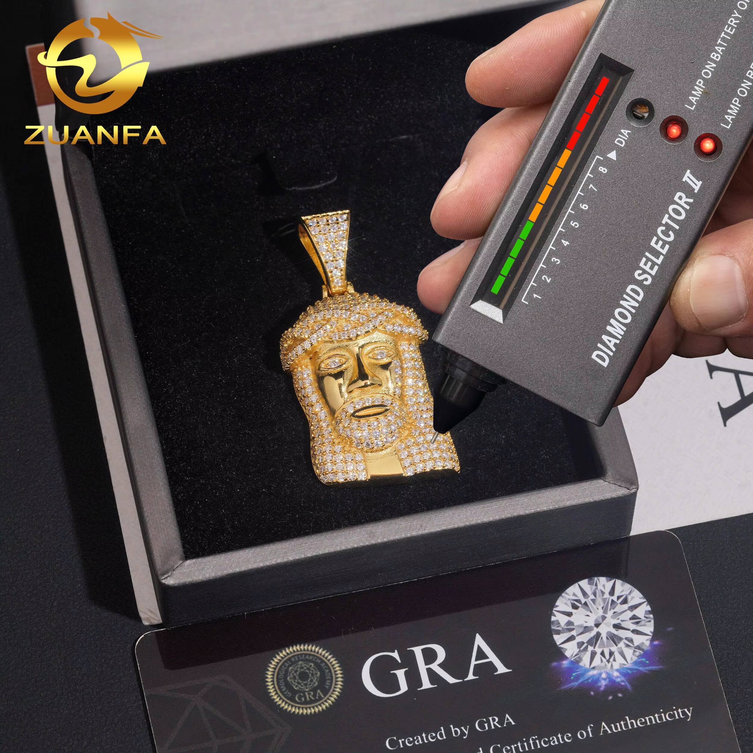 Small Size Cheaper Price Moissanite Jesus Pendant Hip Hop Iced Out Design 925 Sterling Silver Gold Plated Moissanite Pendant