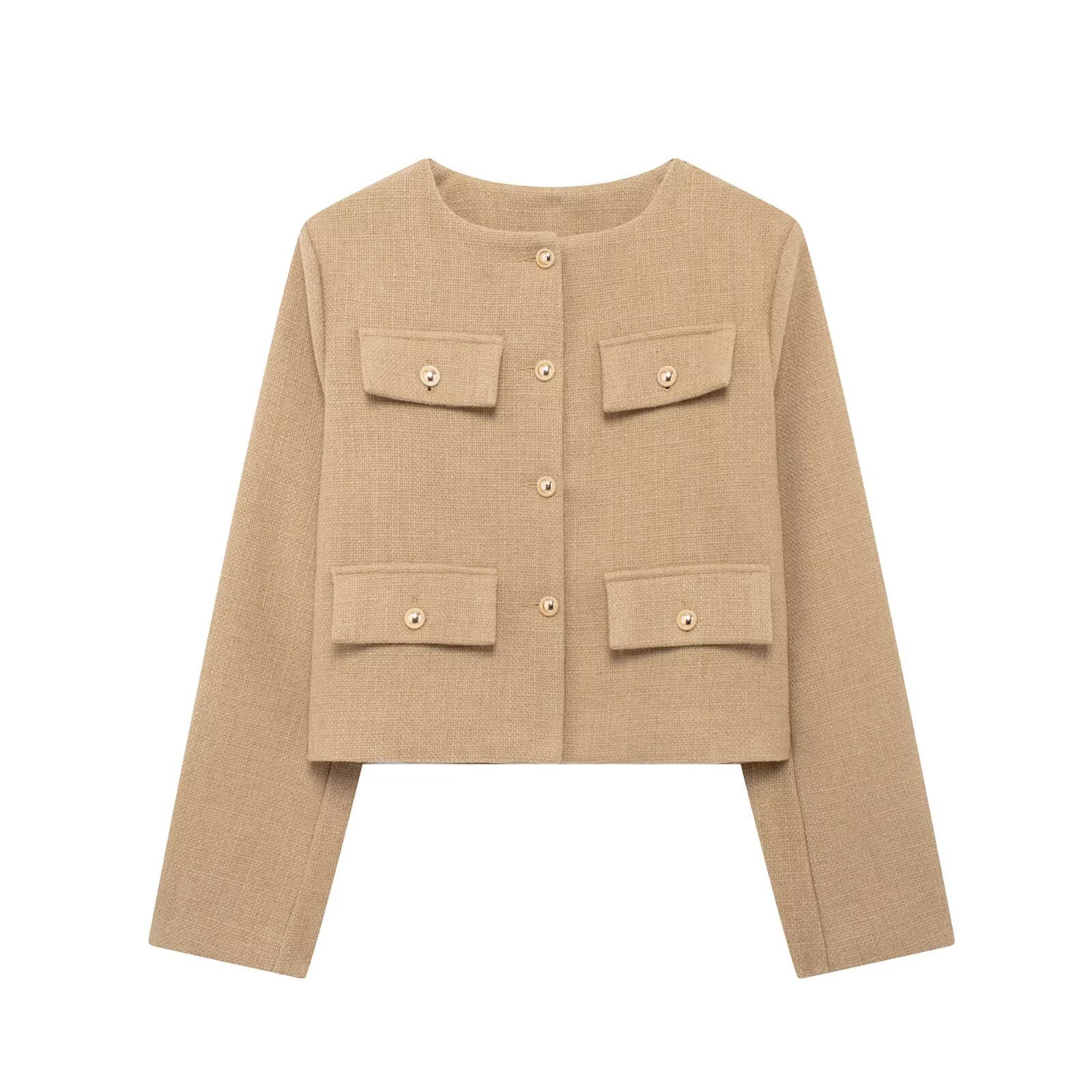 Free shipping autumn and winter new design women's fashion elegant button decoration short suit coat versatile simple coat hot sale