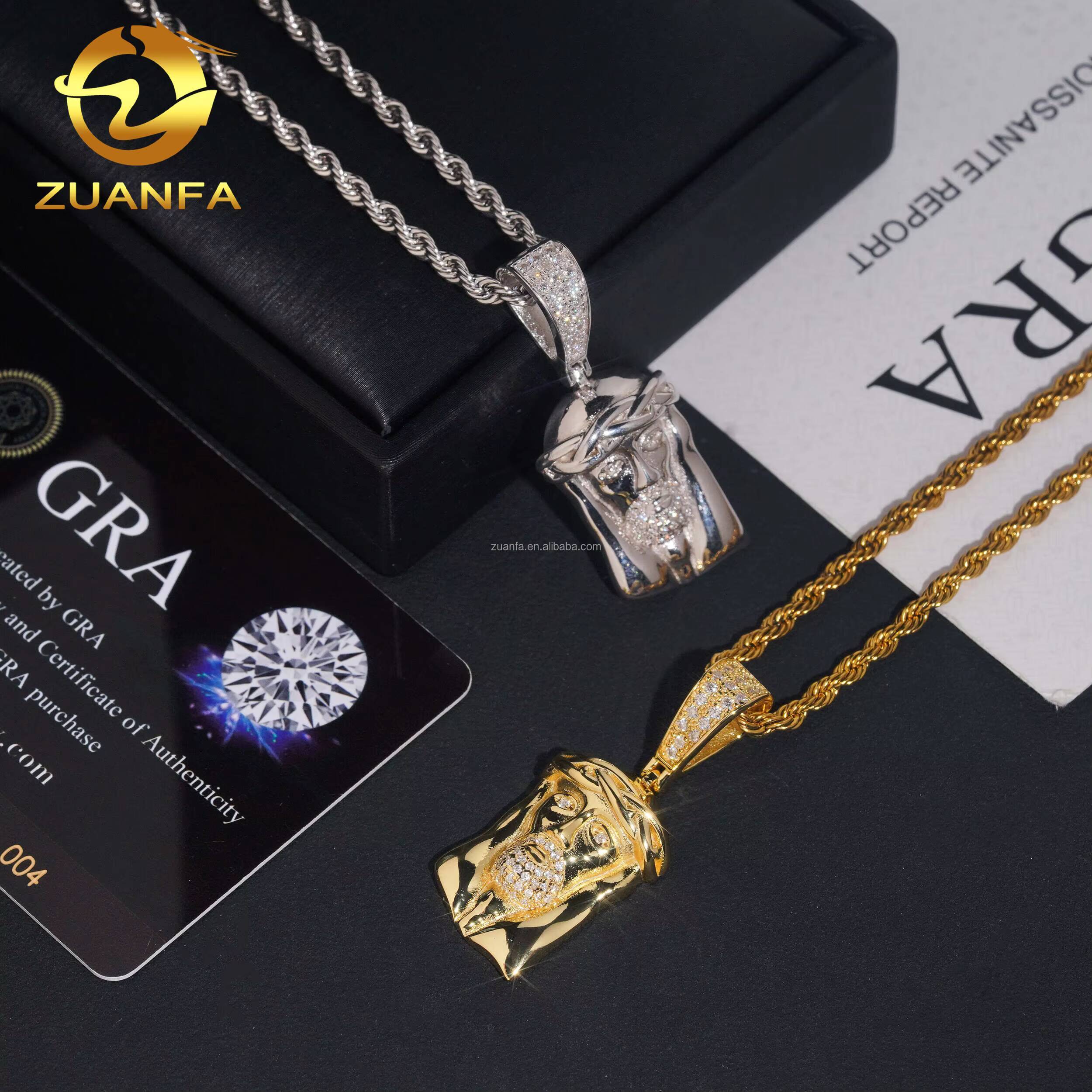 Drop Shipping Hot Selling Fashion Fire Religious Jewelry Hip Hop 925 Sterling Silver VVS Moissanite Diamond Jesus Pendant Man