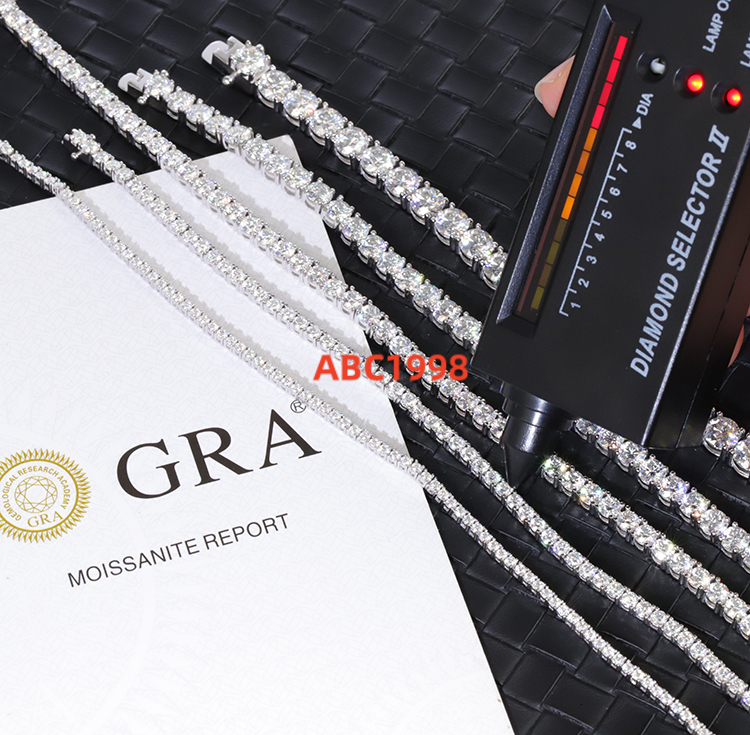 RTS 2.5 mm to 6 mm Wide Tennis Chain VVS D GRA Moissanite Diamond Chain Hip Hop Fine Jewelry Bracelets and Necklaces