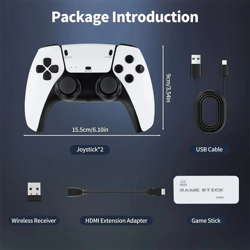 M15 4K Game Stick Mini TV Retro Video Game Console Wireless Gamepads Controller Handheld Game 68G 20000+ 128G 30000+ Games HD Output