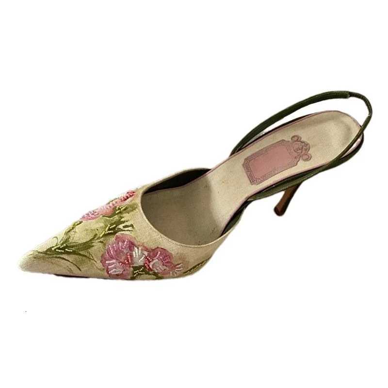 High Heels Women Sandals Flower Elegant Heeled Shoes Pointed Toe Women Slippers S2025 Summer New Pumps Luxury Womens Sandals XJ250728