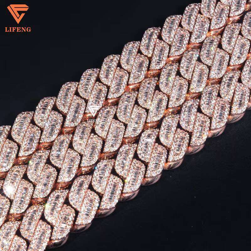 Lifeng Miami Custom Necklace Ice Out VVS Moissanite And Sterling Sier Rose Gold Plated Chain Fashion Jewelry