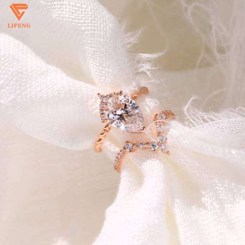 Gold 1ct 2ct Round Cut Real Ladies Lab Grown Dia Wedding Engagement Ring