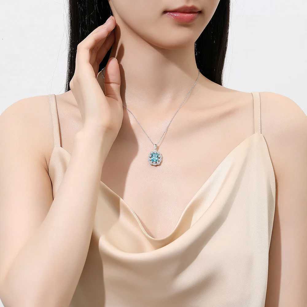 925 Sterling Silver Princess Cut Pendant Necklace for Women Square Bag Style Fashion Jewelry Z250910