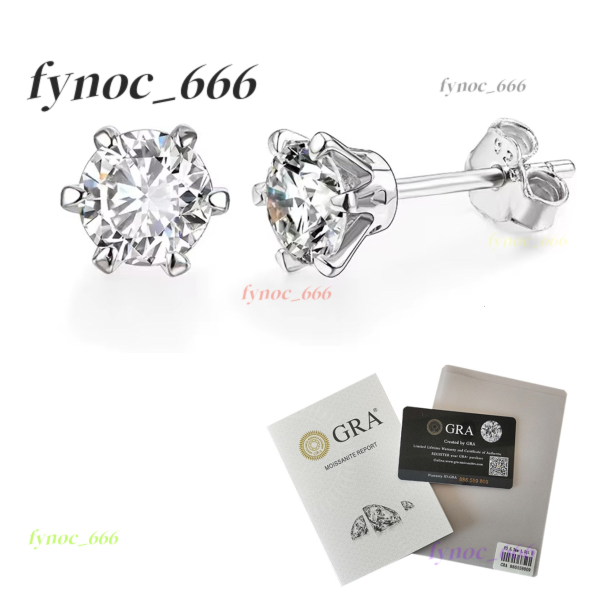 Hot Sale Classic Fast Shipping 925 Sterling Silver 6.5mm1ct Moissanite Six-claw Earrings High Quality Womens Jewelry