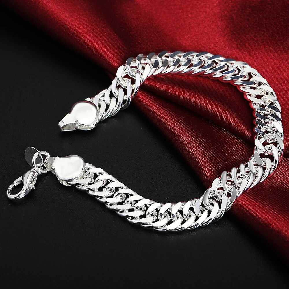 925 Sterling Silver Exquisite Solid Chain Bracelet Fashion Charm Women Men Solid Wedding Cute Simple Models Jewelry W250728