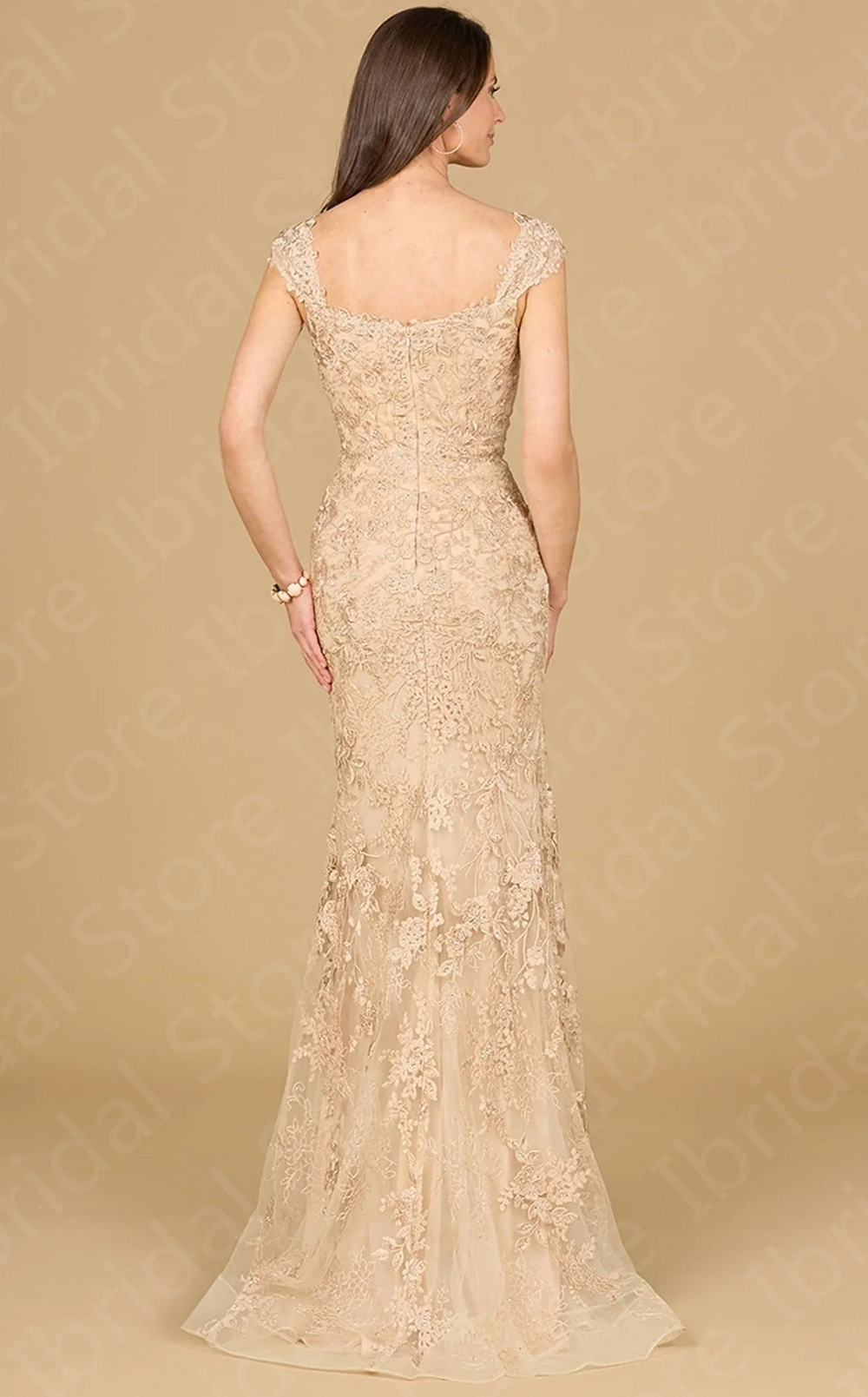 Exquisite Champagne Mother Gowns for Wedding Women Mermaid Mother of the Groom Dress Cap Sleeves Wedding Party Dresses Lace