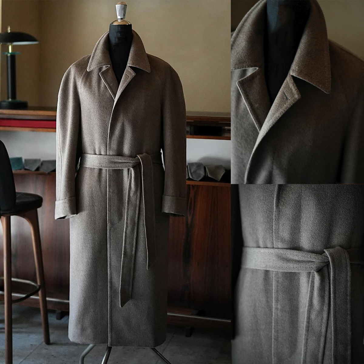 Woolen Blend Coat Men Over Jacket Overcoat With Belt Double Breasted Long Plus Size Warm Formal Business Tailored Costume Wear