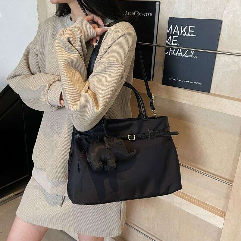 toteBag Shoulder bag ROSE NOIRE Large Capacity Bag 2025 New High-Quality Nylon Fabric Handbag Wide Strap Crossbody Fashion Commuter Shoulder Tote