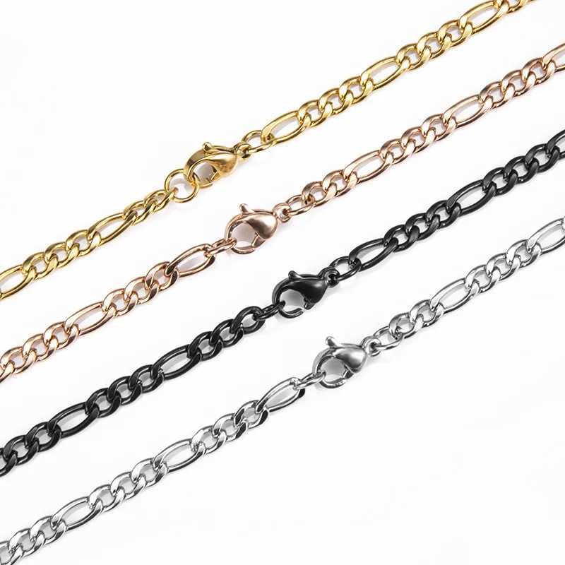 Fashion New Figaro Chain Necklace For Men Punk Silver Color Stainless Steel Long Necklace Men Hip Hop Jewelry Gift XJ250708