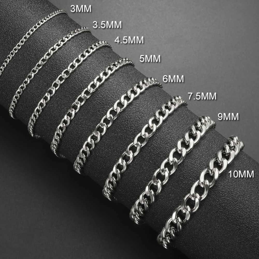 My Shape Fashion Cuban Chain Men Bracelet Stainless Steel 3/5/7/9mm Width Chain Bracelets Figaro Chain Boy Wrist Jewelry Couple W250728