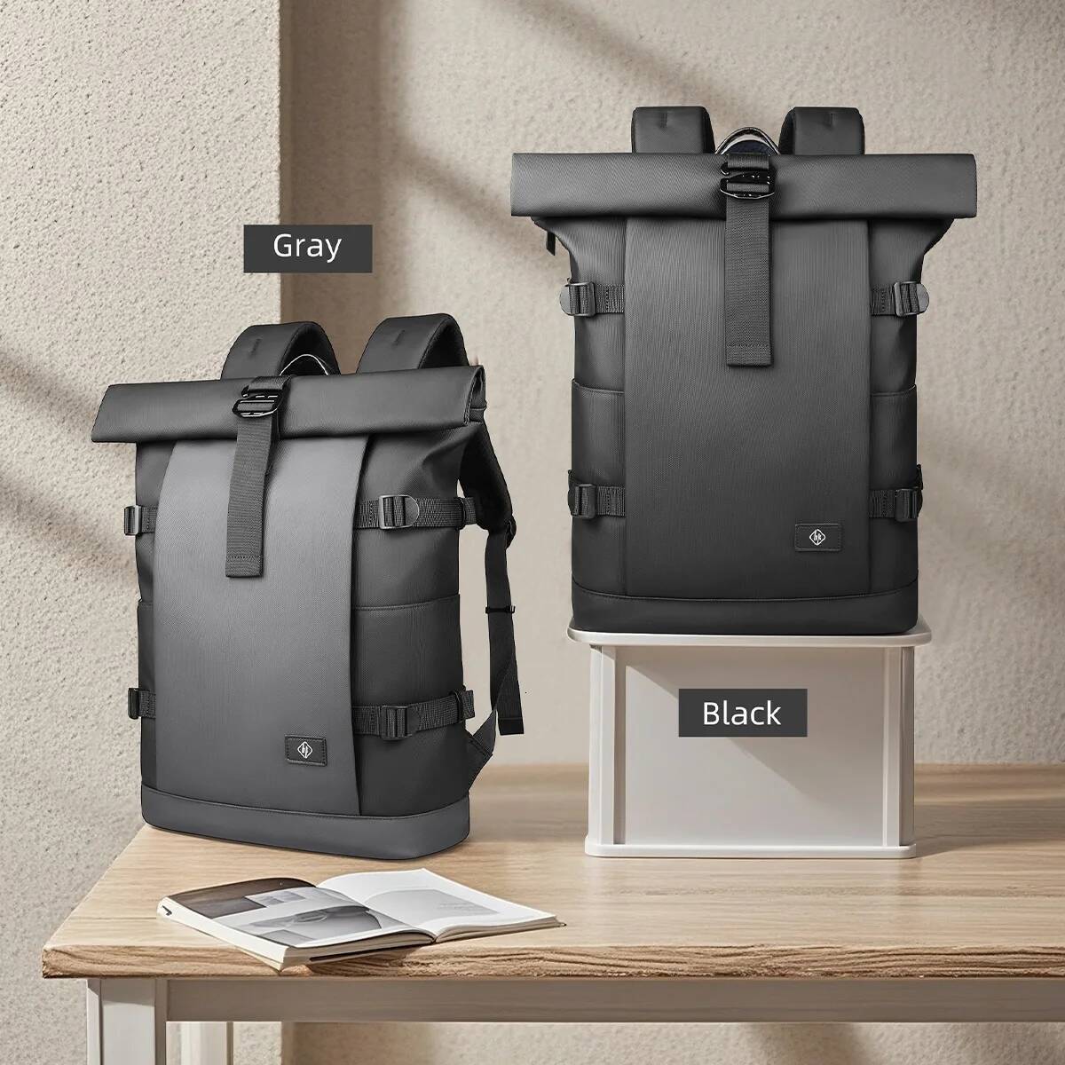 Heroic Knight Roll Top Waterproof Men Big Capacity Business Travel High Quality Oxford Laptop Backpack for 17" high-quality