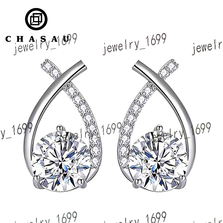 Certified Moissanite Diamond Stud Earrings 5mm 0.5carat D Color 925 Sterling Silver Fishtail Crosses Earrings for Girls