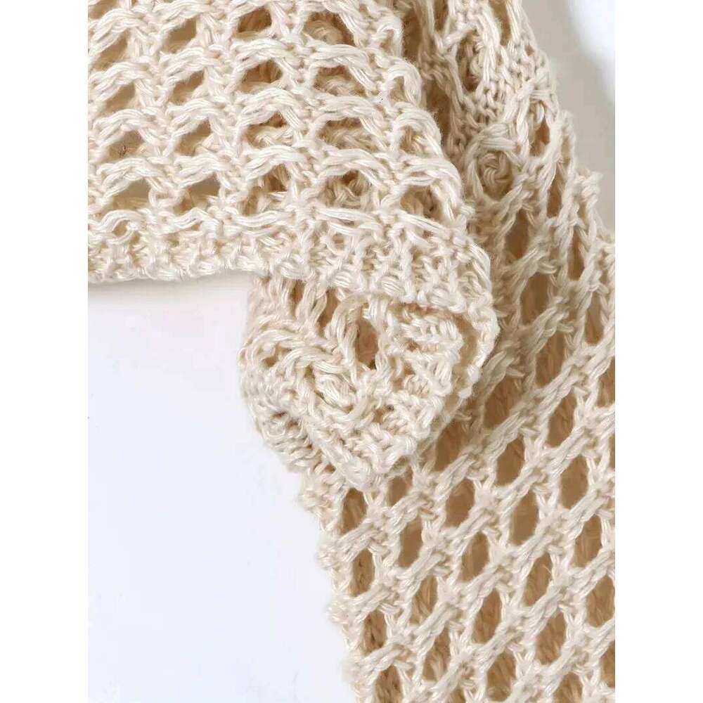 Crochet Knit Hollow Out Crop Top Long Sleeve Shrug Sweater Mesh Cover Ups Cardigan Streetwear Pullover Women Clothes Y2k