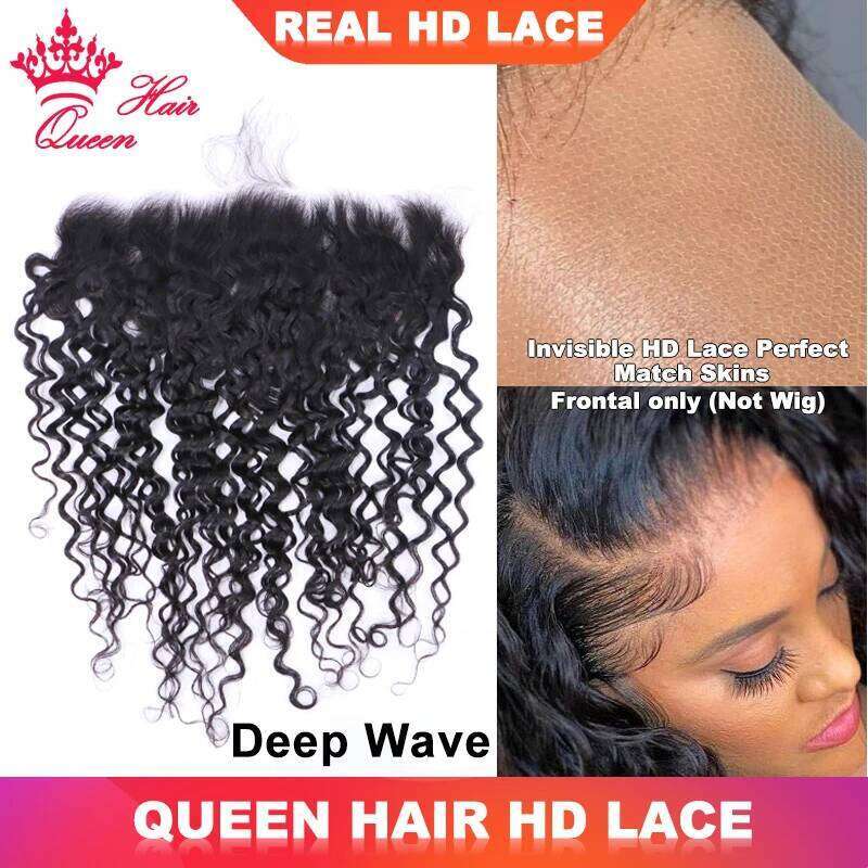 Real HD Deep Wave Curly Frontal Only 13x6 13x4 7x7 5x5 4x4 Closure Raw Human Melt Skin Invisible Lace Queen Hair Official