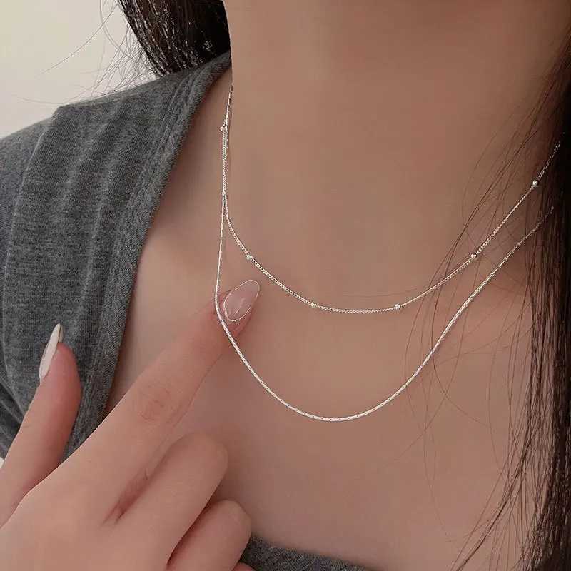 925 Sterling Silver Multiple Options Necklace Simple Geometric Beads Choker Shiny Delicate Collarbone Chain Women Fine Jewelry XJ250708