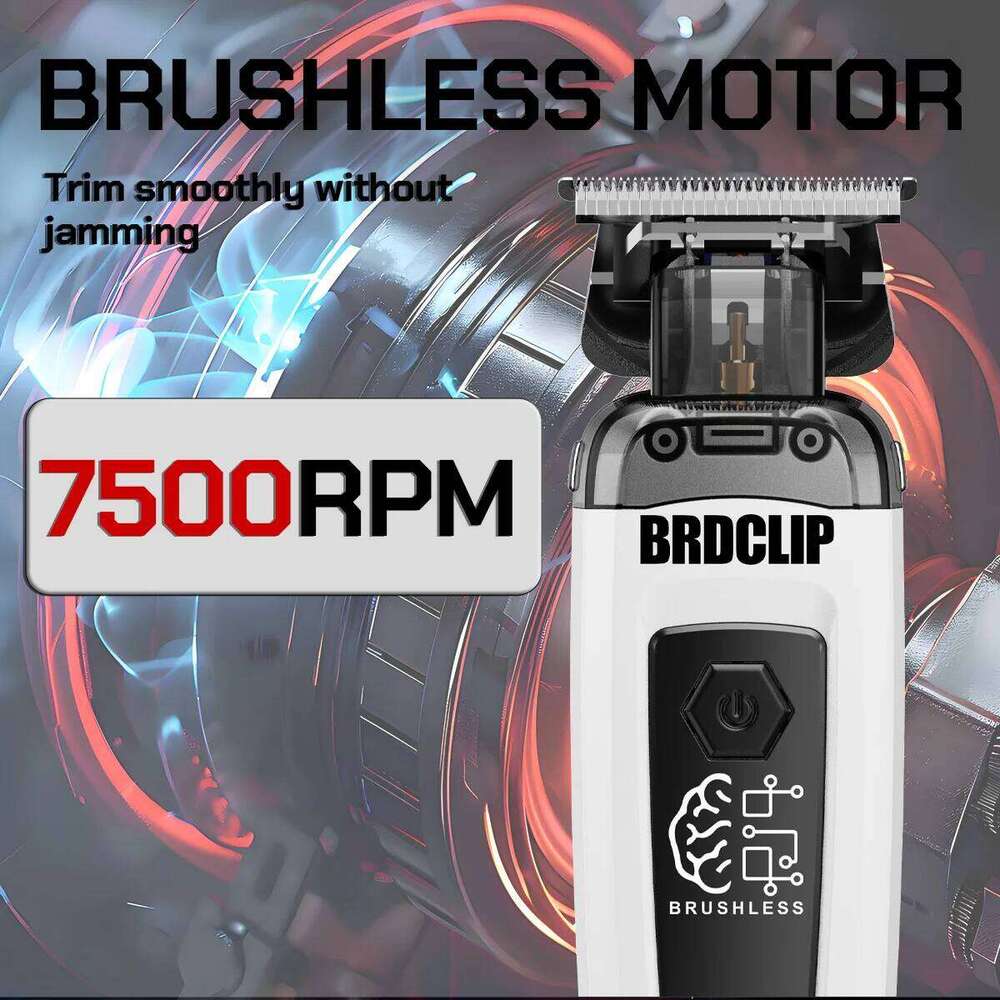 Brushless Motor 7500RPM Professional Electric Trimmer DLC Blade with Base 2000mAh BRDCLIP Barber Shop Hair Clipper BRD 116