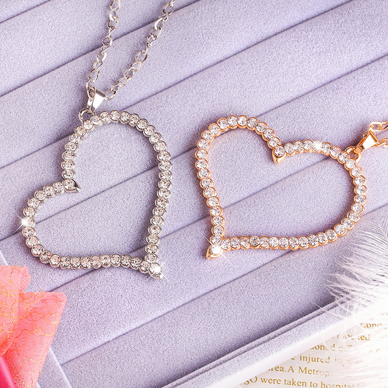 Yiwu Korean Style Sweater Chain Alloy Inlaid Diamond Long Necklace Heart Pendant nkn17 Model 250728