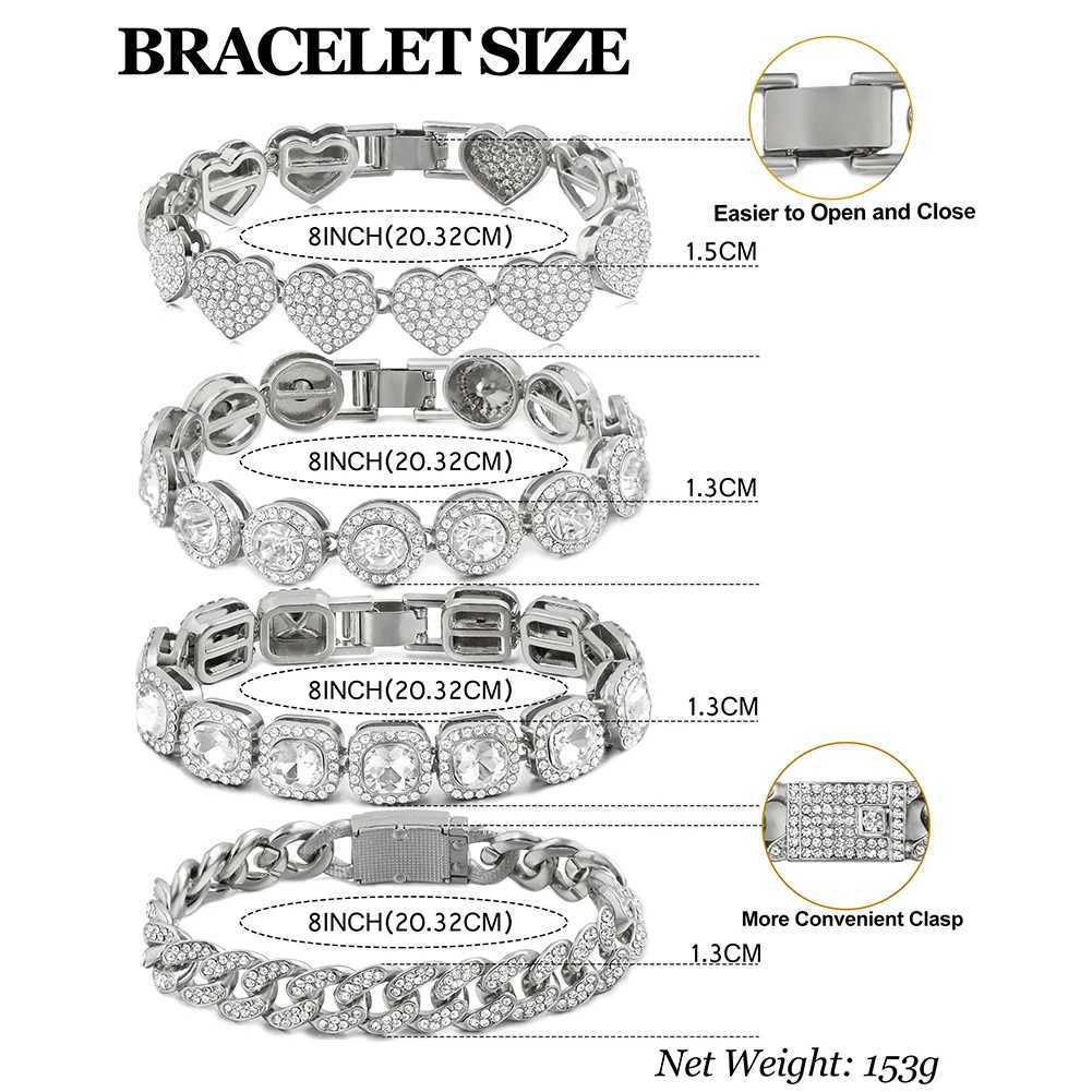 1Pcs Pink Rhinestones Miami Cuban Chain Bracelet for Women Men Iced Out Chunky Tennis Bracelets Fashion Gifts Jewelry Wholesale W250728