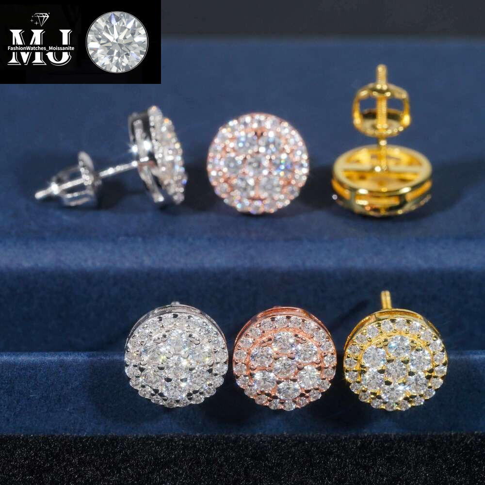 Gra Certificate Pass Dia Tester Iced Out Hip Hop Popular Sterg Sier VVS Moissanite Stud Earrings