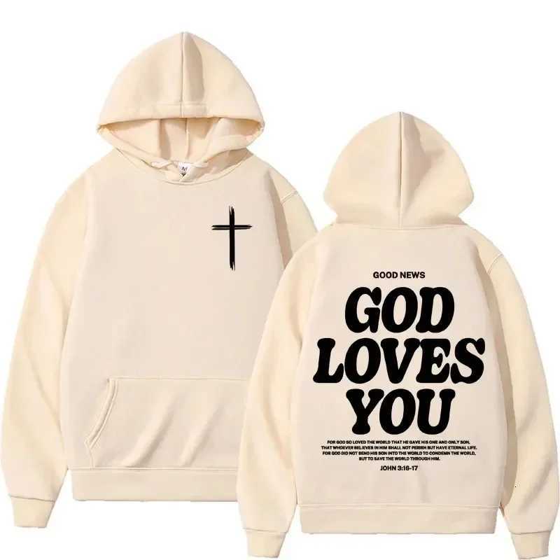 Harajuku Aesthetics Christian Jesus Church Hoodie Bible Verse God Loves You Hoodie Mens Retro Sportswear Street Dress Y2K W250408