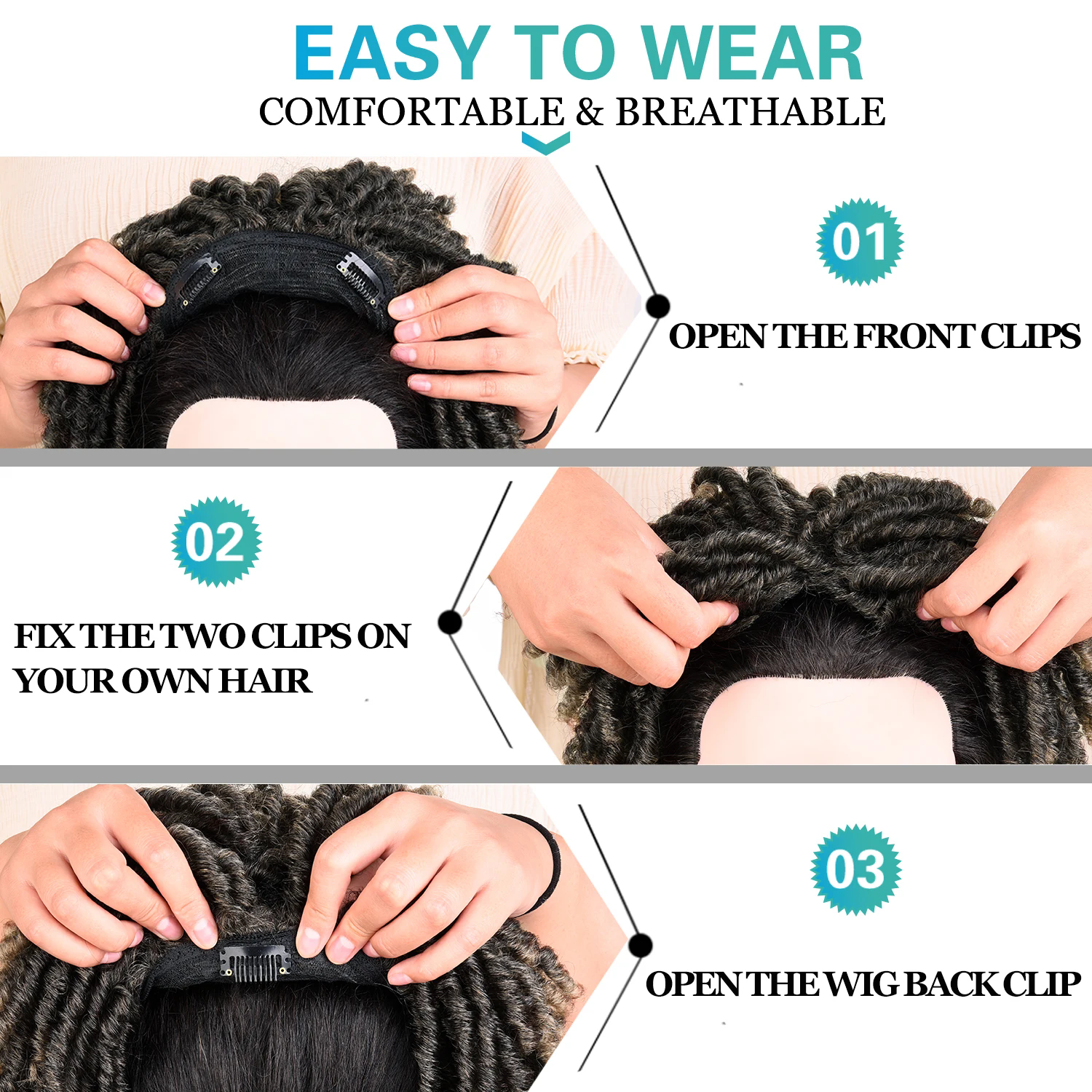 Human Dreadlock Hair weave Toppers with Clips in Faux Locs Braided Short Locks Hair Toupee for Women and Men 15x16cm