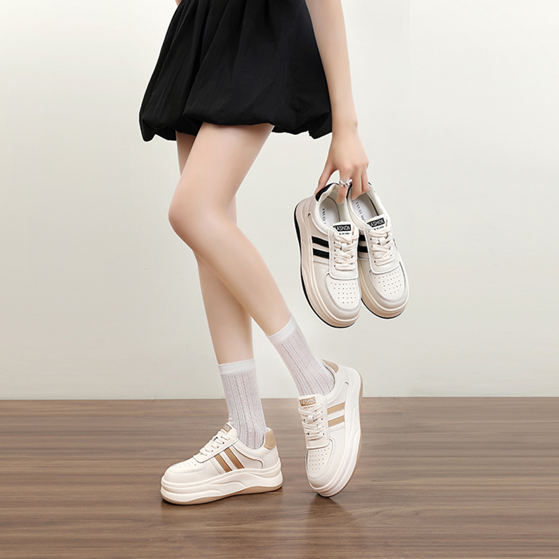New autumn thick-soled white sneakers for women, color-blocked, casual, versatile, student sneakers, single shoes for all seasons