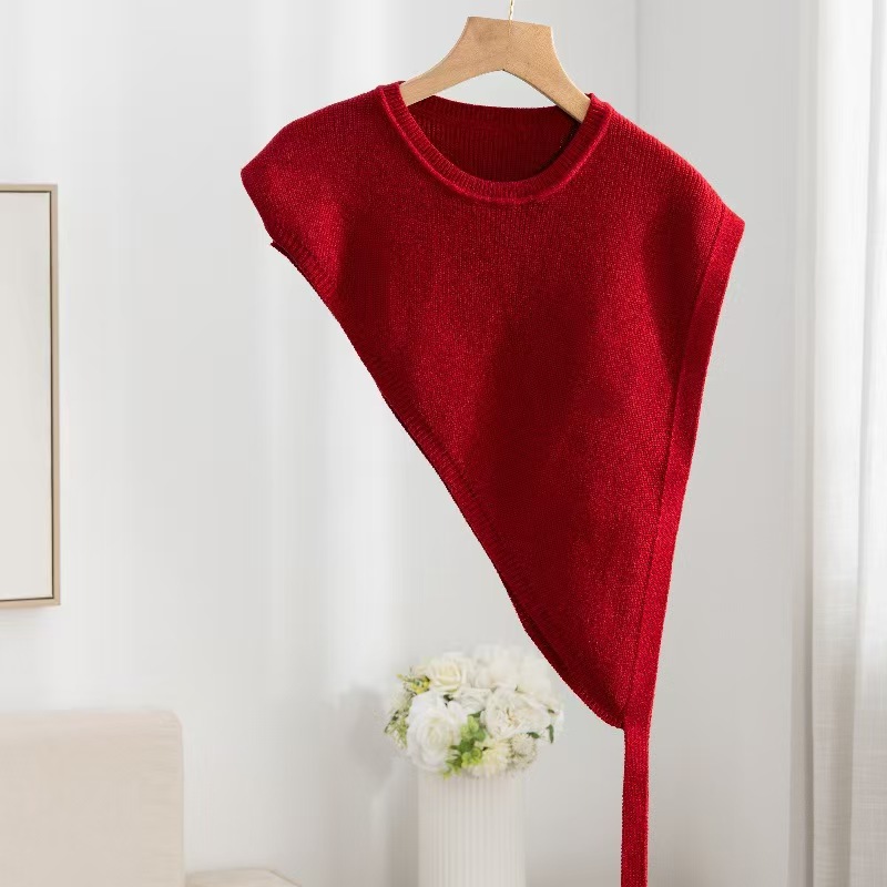 Y1331 split knitted shawl women's autumn and winter new triangle bevel vest layered wear foreign style all-match
