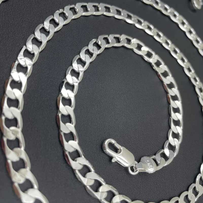 925 Sterling Silver Necklace for Men 2/4/6/8/10/12MM 40-75cm Face Chain Necklace with Lobster Clasp for Men and Women Engagement Jewelry Gifts XJ25070