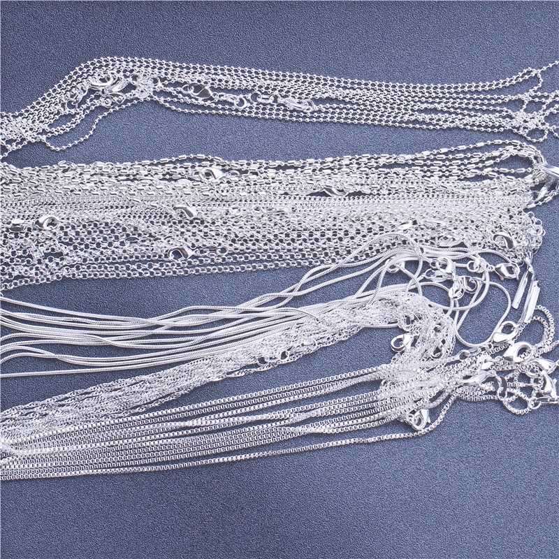 1pcs 925 Sterling Silver 16-30 Inches Rolo Bead Figaro Chain Necklace for Men Women 9 Designs Fashion Jewelry XJ250708