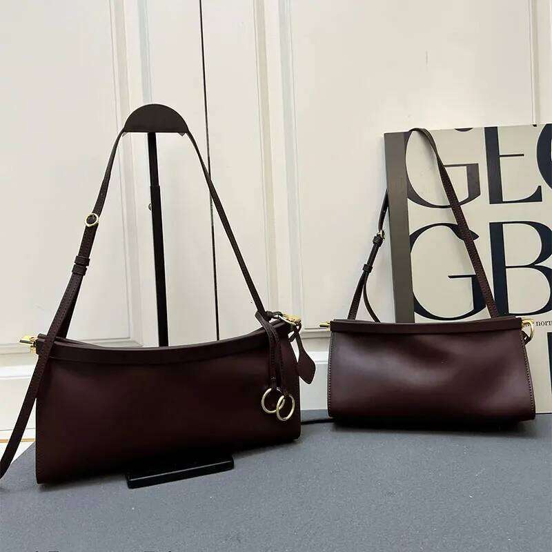 Curved Clip Genuine Leather Design French Fashion Hobo Ladies Purse Shoulder Crossbody Bag Retro Women 2025 New