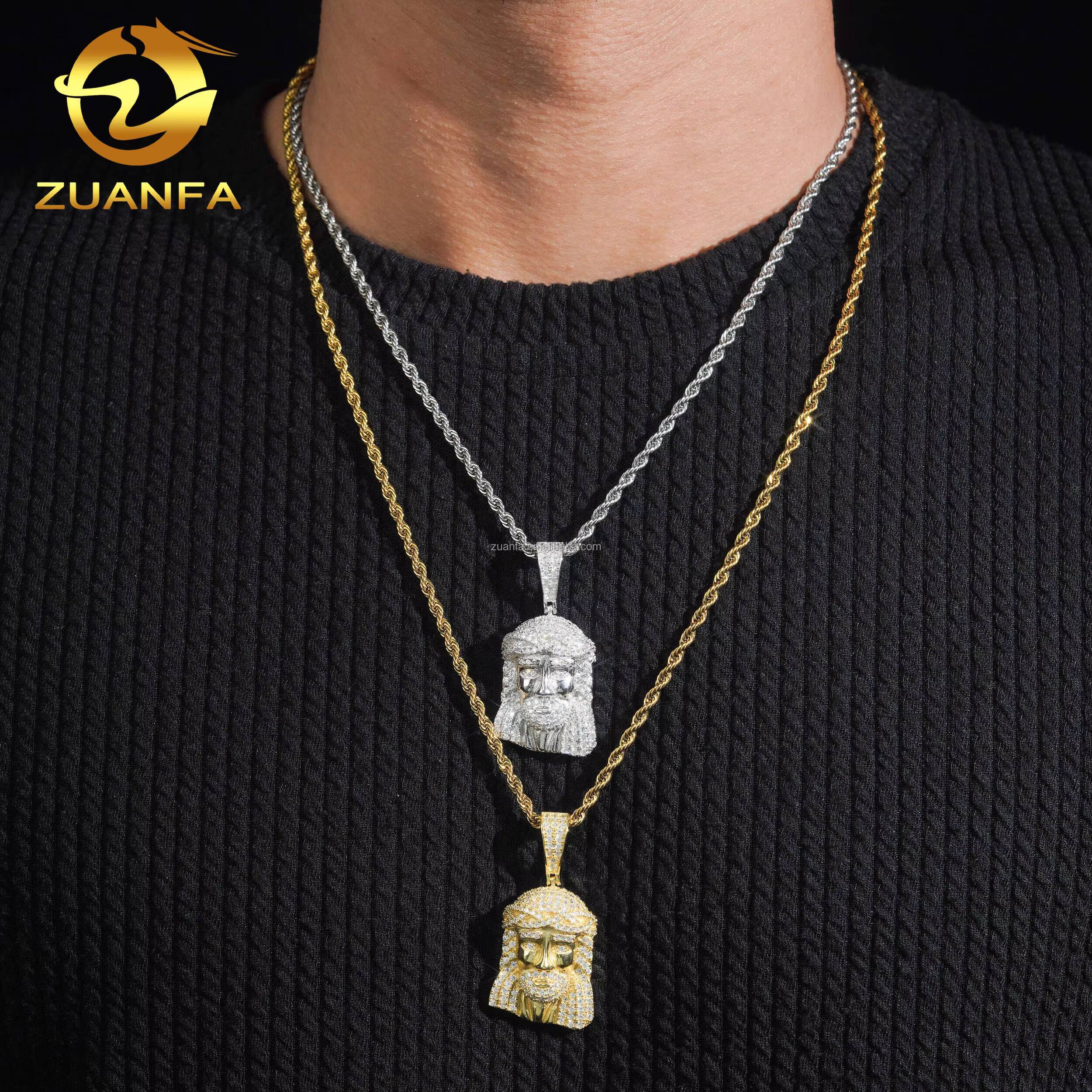 Bulk Stock Drop Shipping Hot Selling Fashion Jewelry Hip Hop Pendant 925 Sterling Silver VVS Moissanite Diamond Jesus Pendant