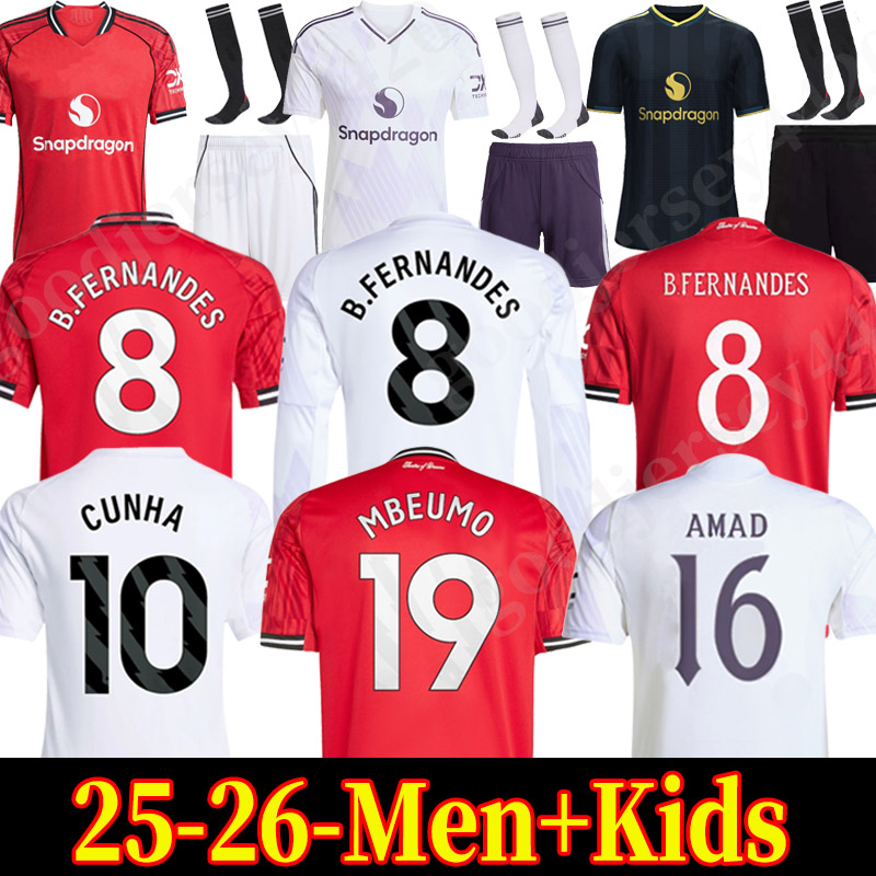25 26 MAN CUNHA Soccer Jersey AMAD GARNACHO HOJLUND MAINOO MOUNT unted football shirt MARTINEZ FERNANDES YORO UNTED CASEMIRO MBEUMO Kids Child kit unitedjersey