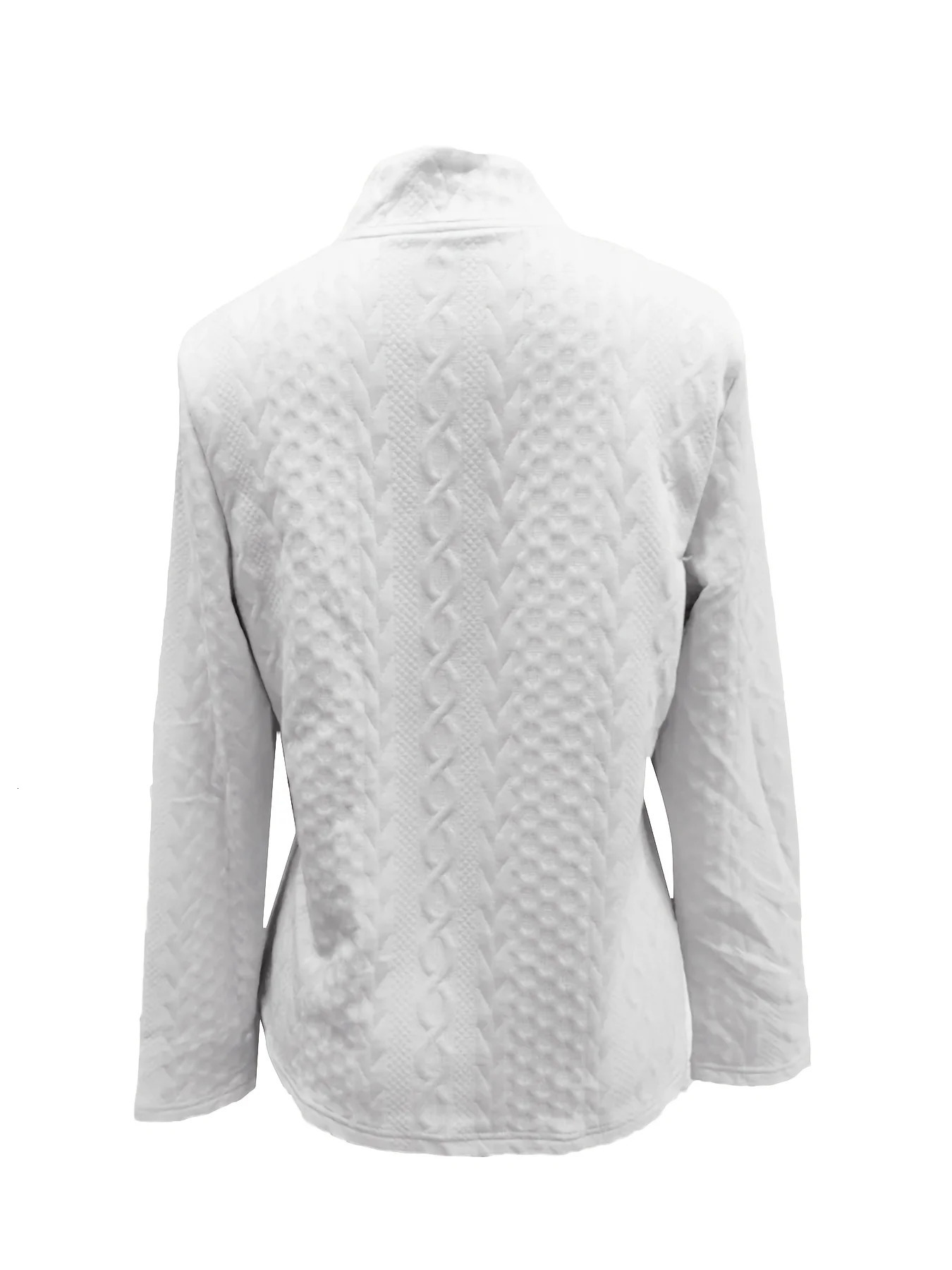 Fall Winter Women Jacket Slim Fit Metal Buttons Stand Collar Long Sleeves Jacquard Coat Solid Color Office Commuting For Work 250728