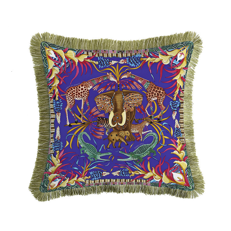 European leopard series sofa decoration pillow model room Bay bay window car tassel cushion with core waist pillow 250728
