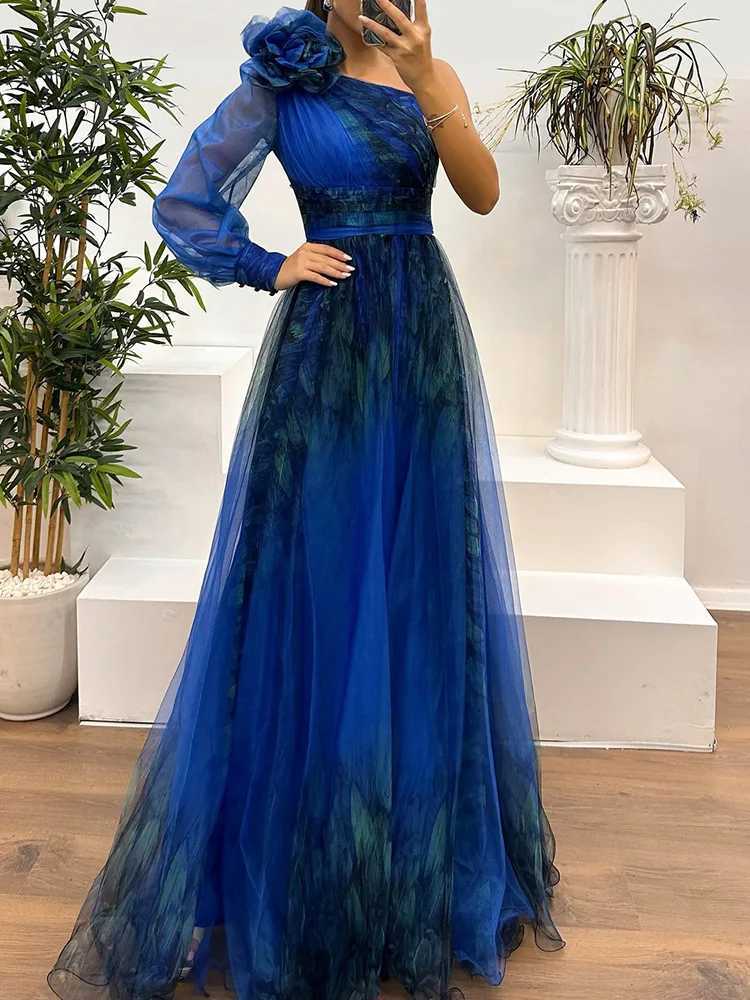 One Off Shoulder Fashion Simple Maxi Dress Women Spring Autumn Skew Collar Chic Party Dress Long Sleeve Patchwork Ladies Dress Z250728