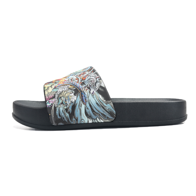 Summer Unisex Oversized Slippers - Korean Style Doodle Print for Couples