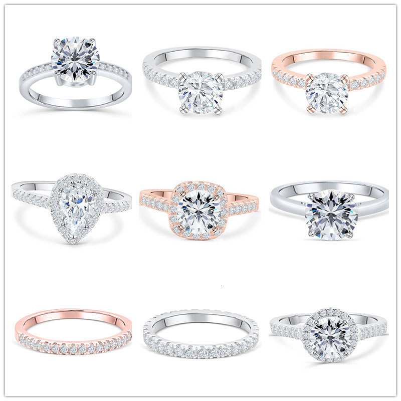 925 sterling silver ring womens zircon set engagement wedding ring set 250728