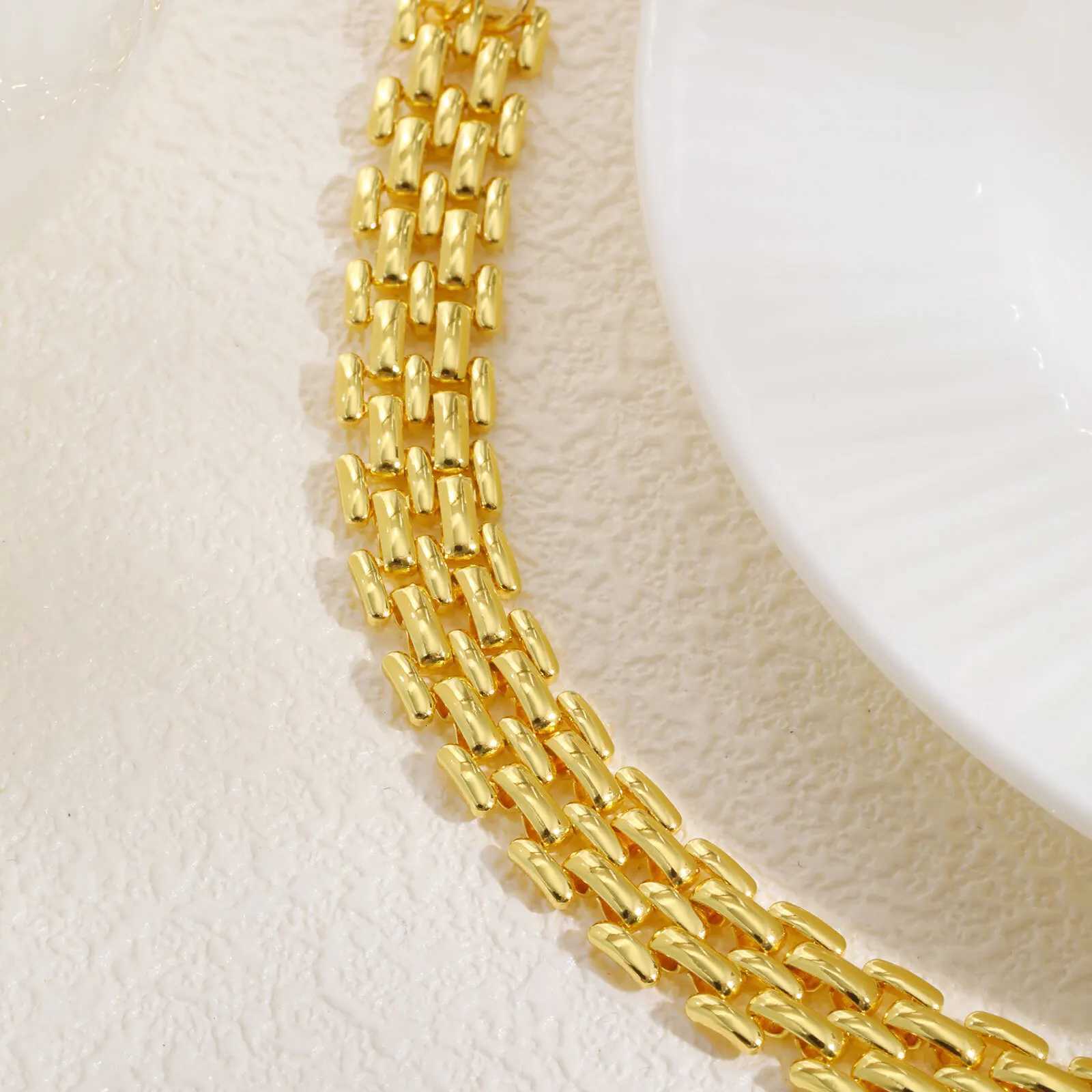 18k Gold Plated Mesh Link Bracelet for Women Clavicle Chain Wrist Bracelet Polished Jewelry 15cm-18cm W250728