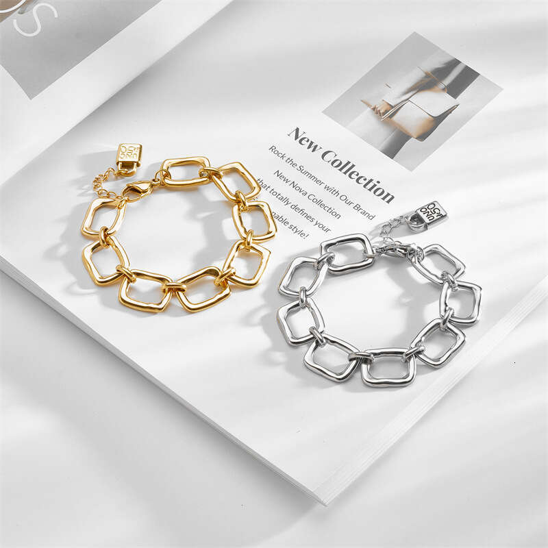 U50 Hollow Square 304 Engraved Lock Head Unisex Stainless Steel Versatile Bracelet ddmypluto