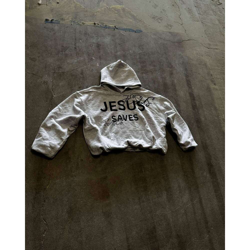 International Station Letter Print Hoodie Set Unisex Loose Fit Hooded Sweatshirt