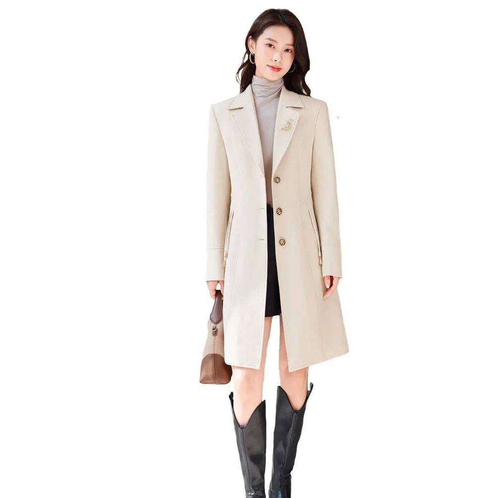 High End Female Long Slim Trench Coat For Women England Single Breasted Khaki Women Windbreaker Larger Size Outwear