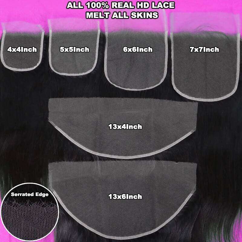 Real HD Deep Wave Curly Frontal Only 13x6 13x4 7x7 5x5 4x4 Closure Raw Human Melt Skin Invisible Lace Queen Hair Official