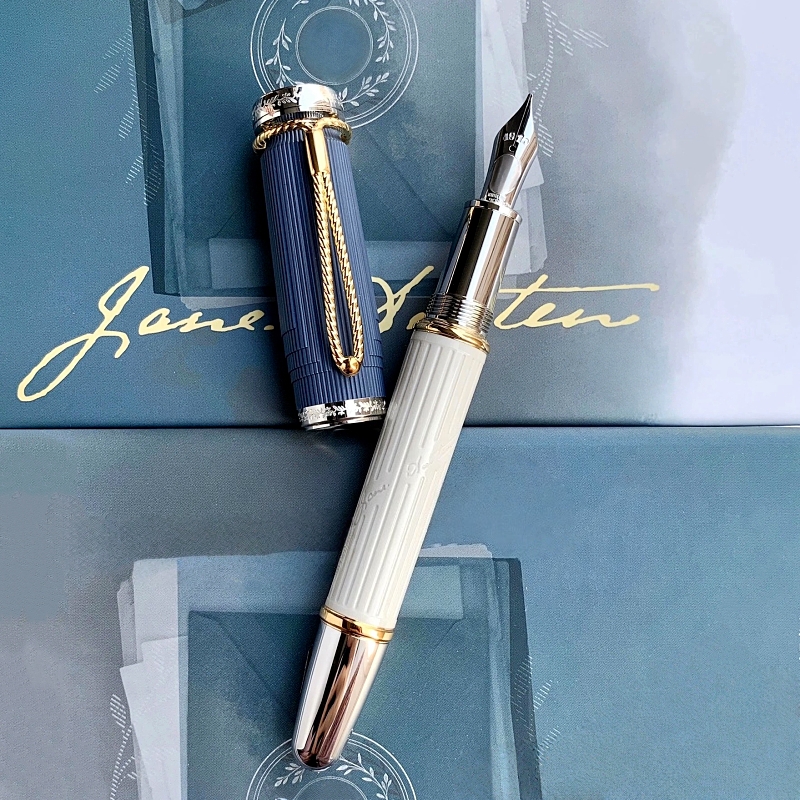 Limited Edition Writers Jane Austen Piston Filling Fountain Pen Unique Weaving Carving Design Office Writing Ballpoint Pen RollerBall Pens AAA Quality