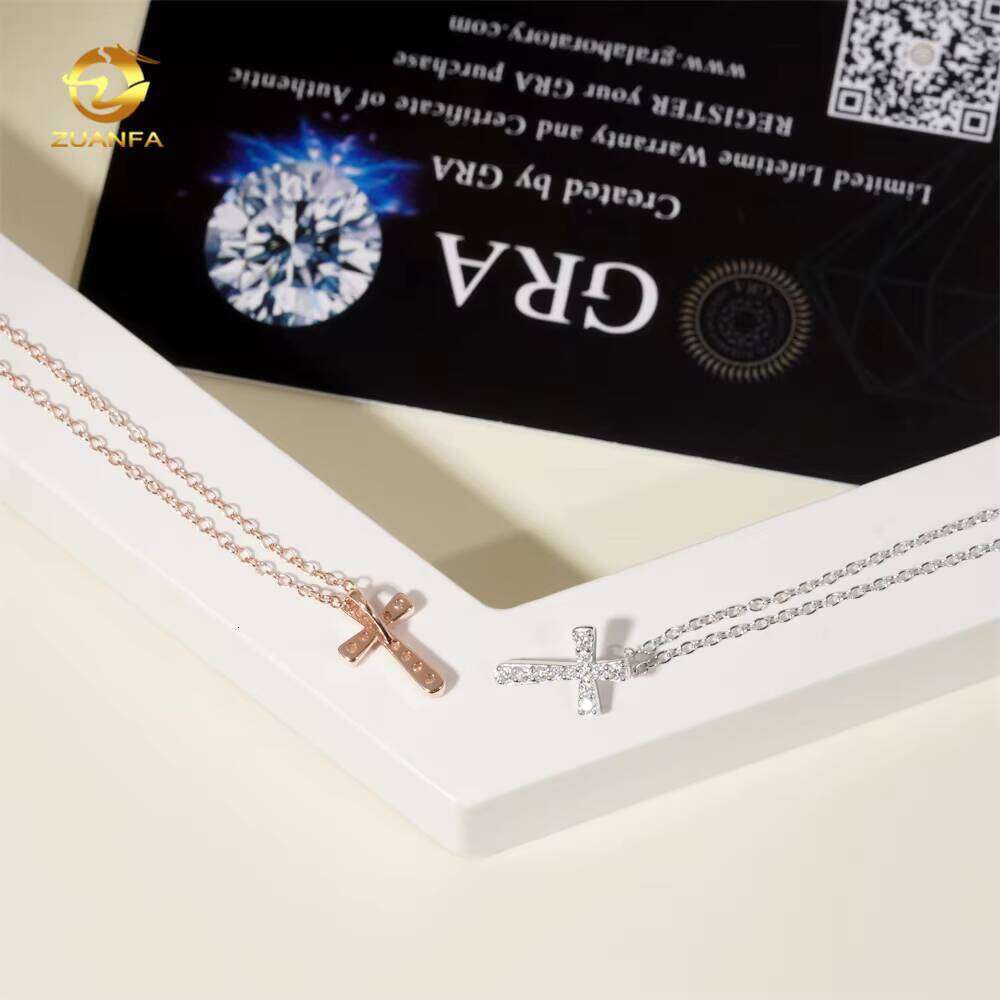 Pure Sterling Sier Jewelry Iced Design Sandstone Women's Wedding Gift Pearlescent Cross Necklace